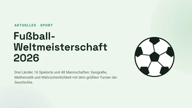 Titelfolie der Präsentation „Fußball-WM 2026: Spielorte, Format und Mathe“