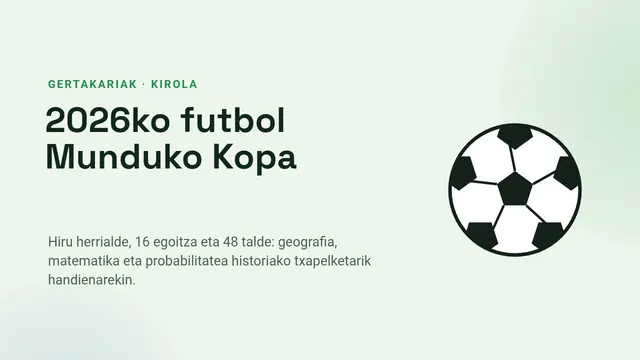 «2026ko Futbol Munduko Kopa: egoitzak, formatua eta matematikak» aurkezpenaren azala