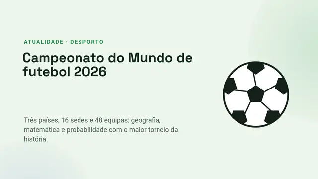 Capa da apresentação «Mundial de futebol 2026: sedes, formato e matemática»