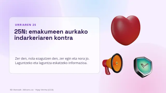 «25N: emakumeen aurkako indarkeriaren kontra» aurkezpenaren azala