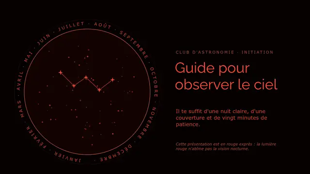 Couverture de la présentation « Guide pour observer le ciel »