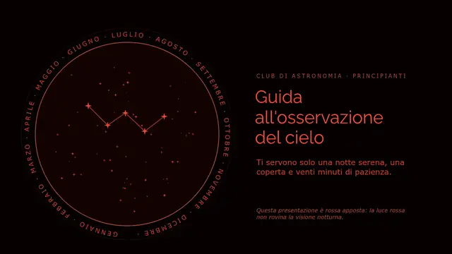 Copertina della presentazione «Guida per osservare il cielo»
