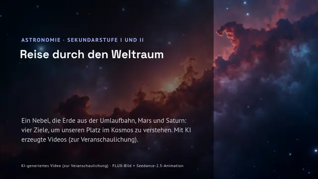 Titelfolie der Präsentation „Reise durch den Weltraum: Nebel, Umlaufbahn, Mars und Saturn“