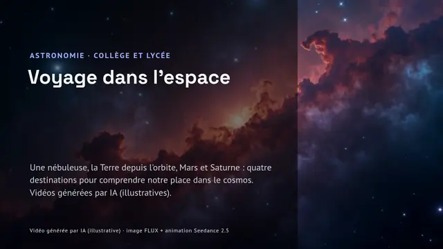 Couverture de la présentation « Voyage dans l’espace : nébuleuses, orbite, Mars et Saturne »