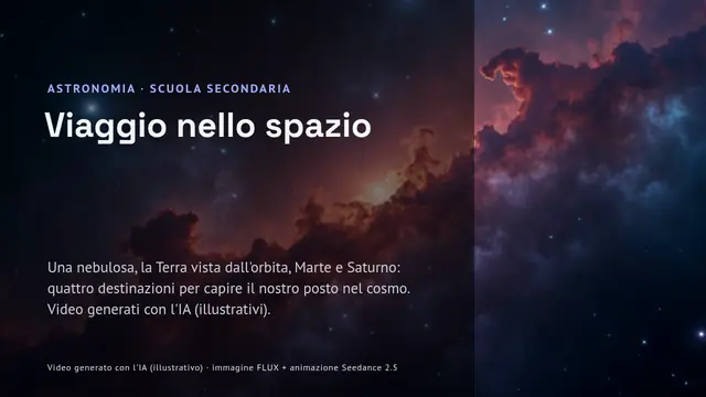 Copertina della presentazione «Viaggio nello spazio: nebulose, orbita, Marte e Saturno»