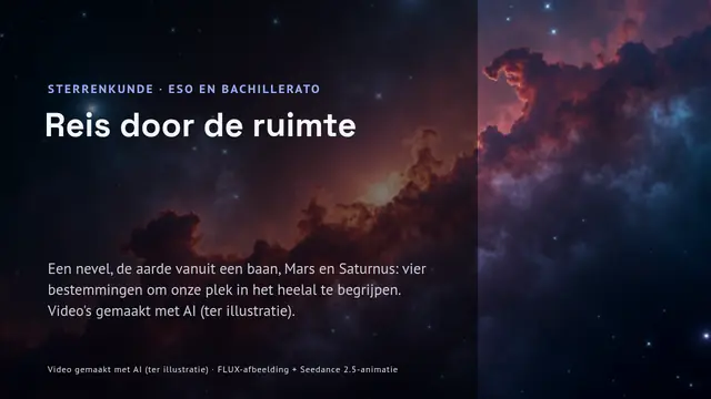 Titeldia van de presentatie ‘Reis door de ruimte: nevels, baan, Mars en Saturnus’