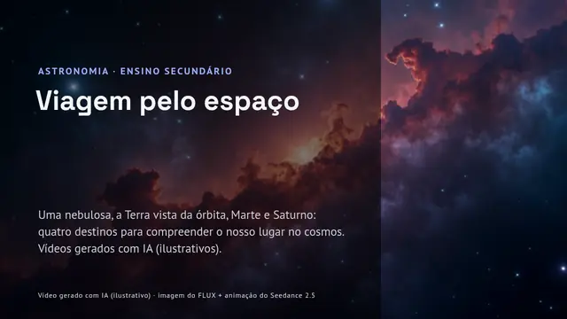Capa da apresentação «Viagem pelo espaço: nebulosas, órbita, Marte e Saturno»