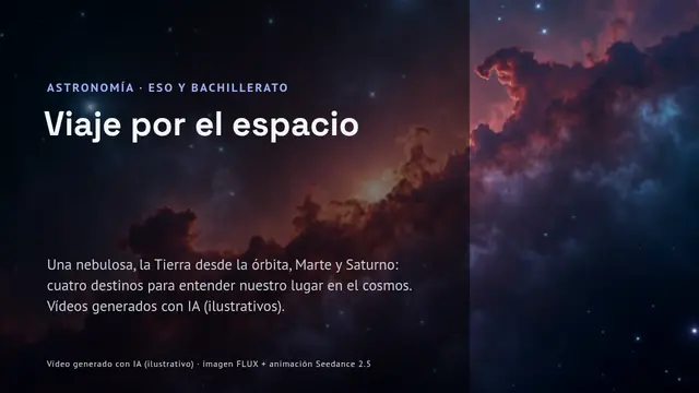 Portada de la presentación «Viaje por el espacio: nebulosas, órbita, Marte y Saturno»