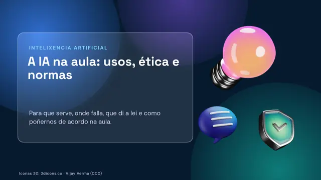 Portada da presentación «A IA na aula: usos, ética e normas»