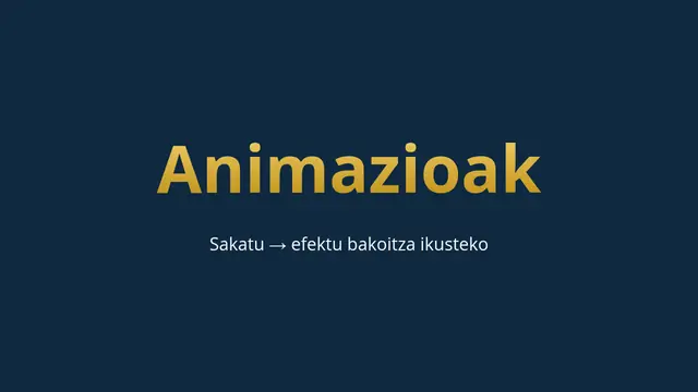 «Animazioak eta efektuak» aurkezpenaren azala