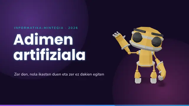 «Adimen artifiziala» aurkezpenaren azala