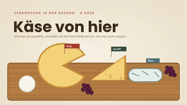 Titelfolie der Präsentation „Brett mit handwerklichem Käse“