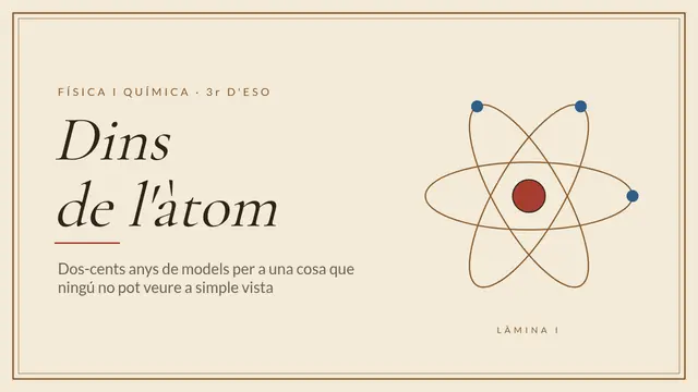 Portada de la presentació «Models atòmics»