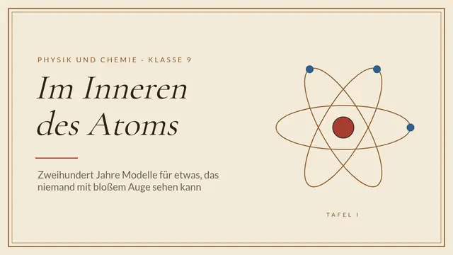 Titelfolie der Präsentation „Atommodelle“