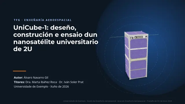 Portada da presentación «Defensa do TFG: Enxeñaría aeroespacial»
