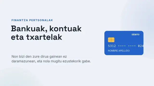 «Bankuak, kontuak eta txartelak» aurkezpenaren azala