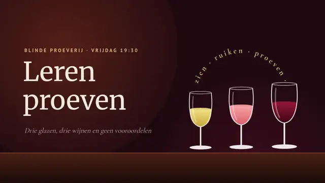 Titeldia van de presentatie ‘Blinde wijnproeverij’