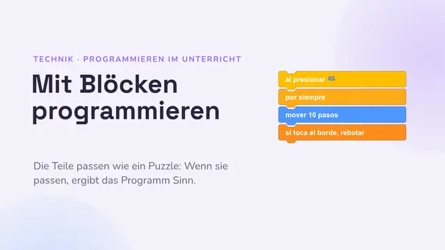 Titelfolie der Präsentation „Mit Blöcken programmieren“
