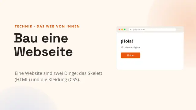 Titelfolie der Präsentation „Bau eine Webseite“