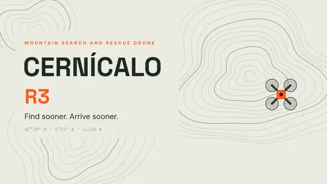 Cover of the presentation “Cernícalo: mountain rescue drone”
