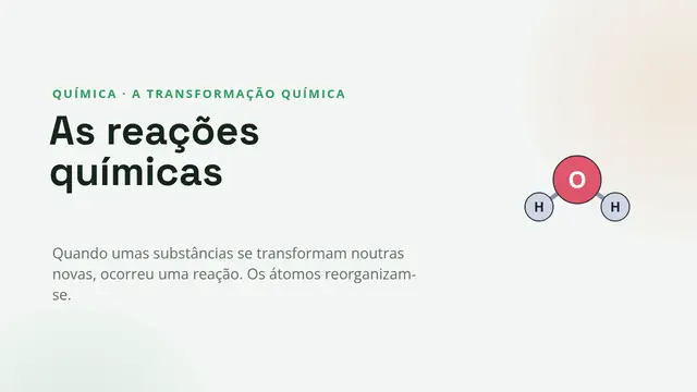 Capa da apresentação «As reações químicas»