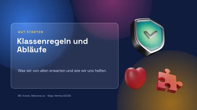 Titelfolie der Präsentation „Klassenregeln und Abläufe“