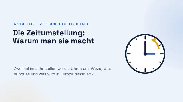 Titelfolie der Präsentation „Zeitumstellung: warum es sie gibt und Zeitzonen“