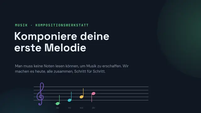Titelfolie der Präsentation „Komponiere deine erste Melodie“
