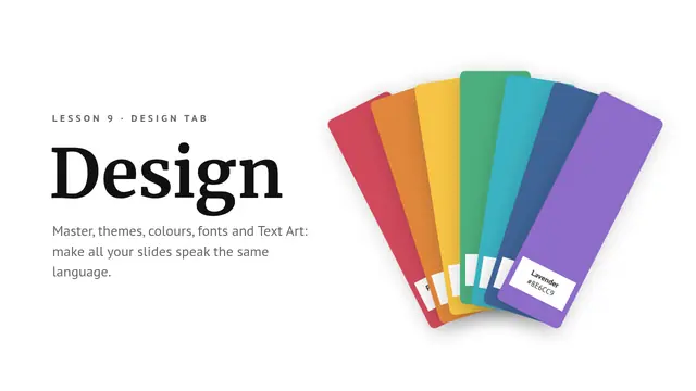 Cover of the presentation “Design: master, themes and colours”