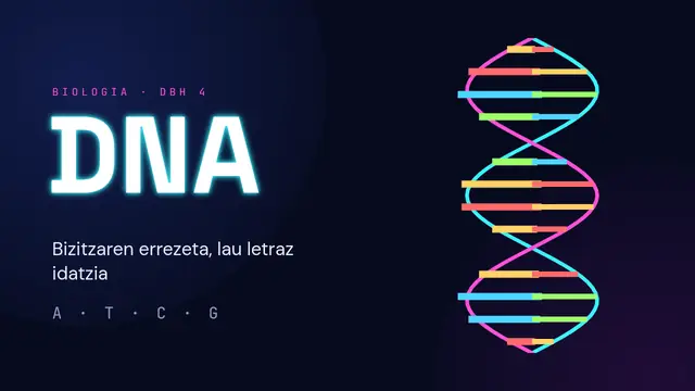 «DNA, bizitzaren errezeta» aurkezpenaren azala