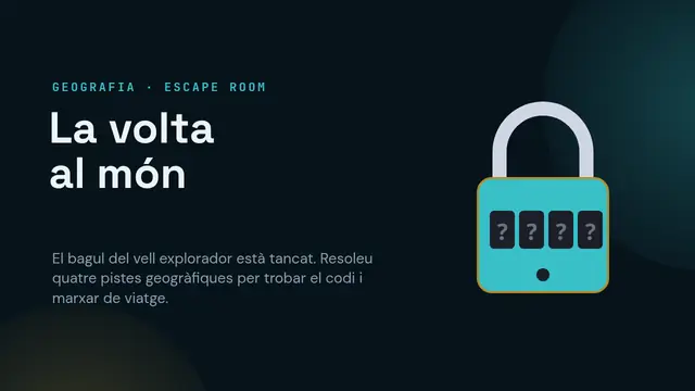 Portada de la presentació «Escape room: la volta al món»