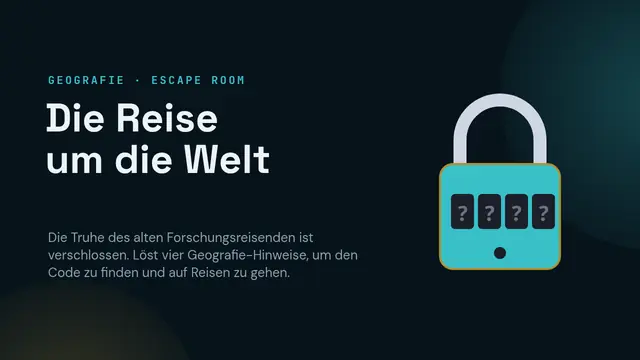 Titelfolie der Präsentation „Escape Room: die Reise um die Welt“