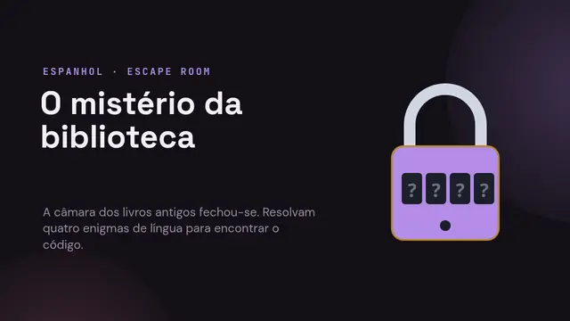 Capa da apresentação «Escape room: o mistério da biblioteca»