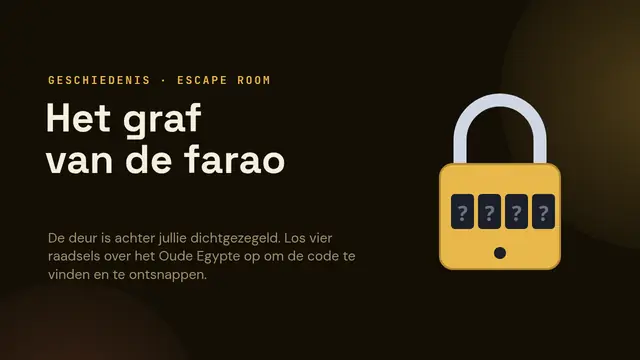 Titeldia van de presentatie ‘Escaperoom: het graf van de farao’