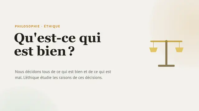 Couverture de la présentation « Éthique : qu'est-ce qui est bien ? »