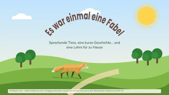 Titelfolie der Präsentation „Fabeln: Der Fuchs und die Trauben“
