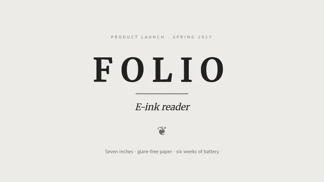 Cover of the presentation “Folio: e-ink reader”