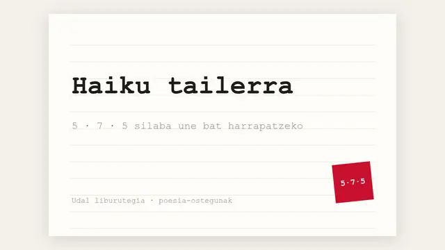 «Haiku tailerra: hitzez hitz» aurkezpenaren azala