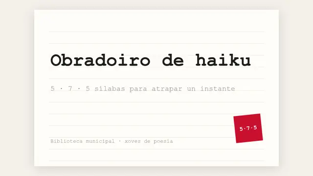 Portada da presentación «Obradoiro de haiku: palabra a palabra»