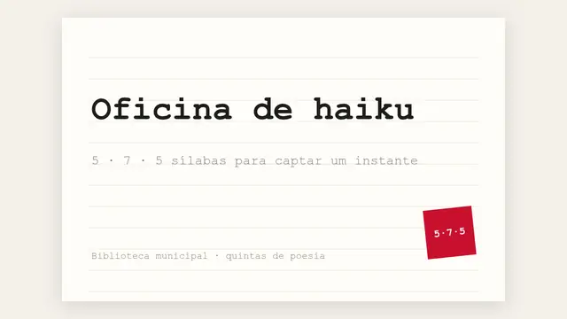 Capa da apresentação «Oficina de haiku: palavra a palavra»