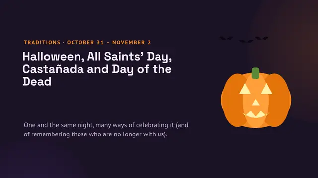 Cover of the presentation “Halloween, All Saints' Day, Castañada and Day of the Dead”