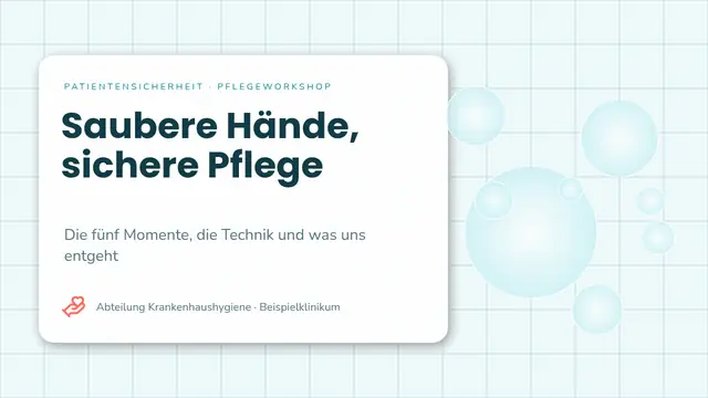 Titelfolie der Präsentation „Händehygiene: die 5 Momente“