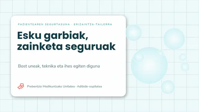 «Eskuen higienea: 5 uneak» aurkezpenaren azala