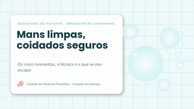 Portada da presentación «Hixiene de mans: os 5 momentos»