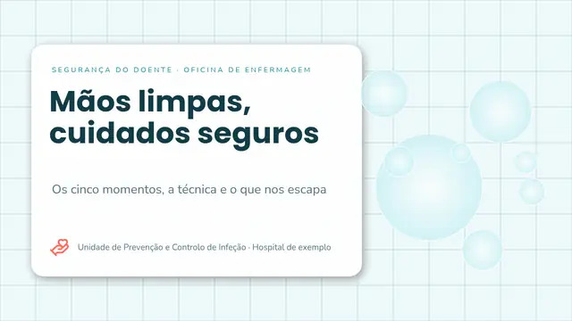 Capa da apresentação «Higiene das mãos: os 5 momentos»