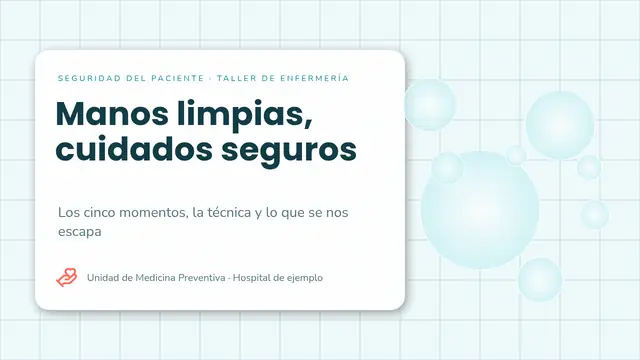 Portada de la presentación «Higiene de manos: los 5 momentos»