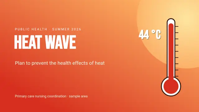 Cover of the presentation “Heat wave: health plan”