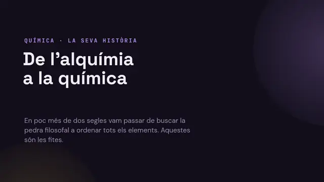 Portada de la presentació «Història de la química»