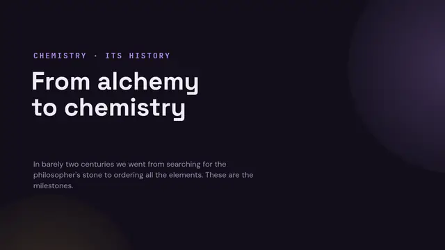 Cover of the presentation “History of chemistry”