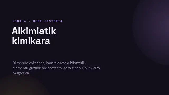 «Kimikaren historia» aurkezpenaren azala